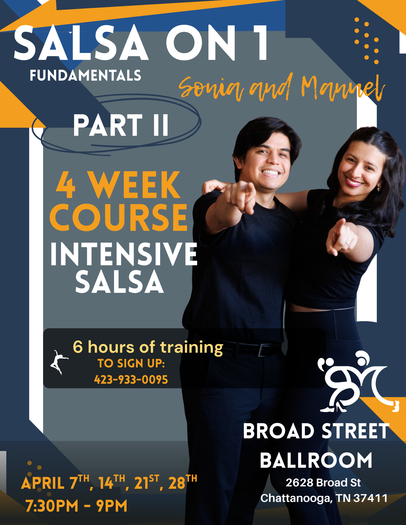 Beginner bachata fundamentals class series in Chattanooga Tennessee at Broad Street Ballroom